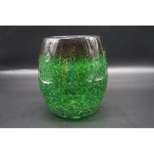 1584 - A Steuben Aurene green glass vase, 22.5cm high.PLEASE NOTE: THIS IS STEUBEN AURENE STYLE.... 