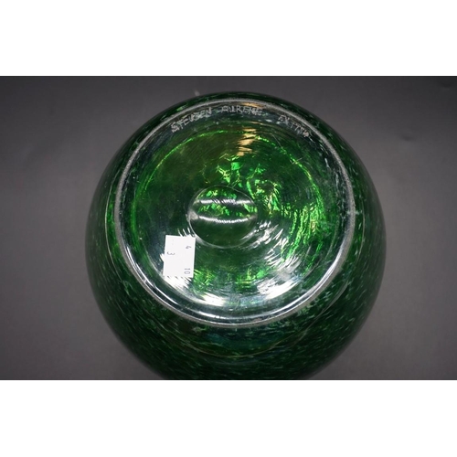 1584 - A Steuben Aurene green glass vase, 22.5cm high.PLEASE NOTE: THIS IS STEUBEN AURENE STYLE.... 