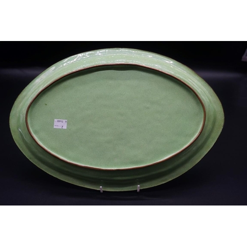 1593 - A Chinese Canton enamel oval dish, 40.5cm wide. 