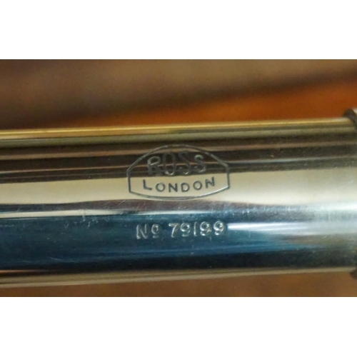 1612 - A leather and nickel plated single drawer telescope, by Ross, No.79199, inscribed 'R G M Collins R.N... 