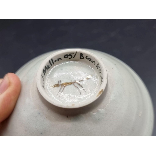 1644 - Studio Pottery: an Eric James Mellon ceramic bowl, painted with a dove, signed and inscribed, 10cm d... 