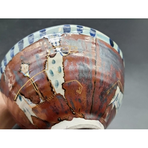 1645 - Studio Pottery: an Eric James Mellon 'Circus' stoneware bowl, signed and inscribed, 10cm high x 18cm... 