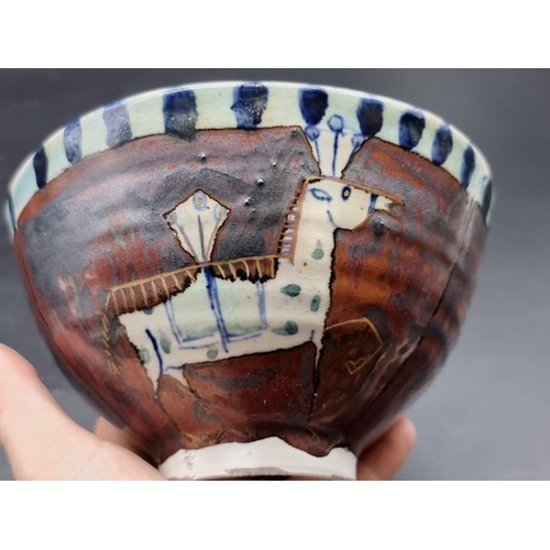 1645 - Studio Pottery: an Eric James Mellon 'Circus' stoneware bowl, signed and inscribed, 10cm high x 18cm... 