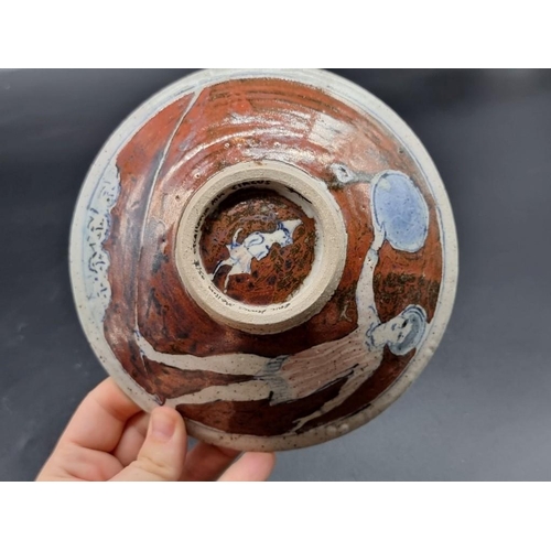 1648 - Studio Pottery: an Eric James Mellon 'Circus' stoneware bowl, signed and inscribed, 17.5cm diameter.... 