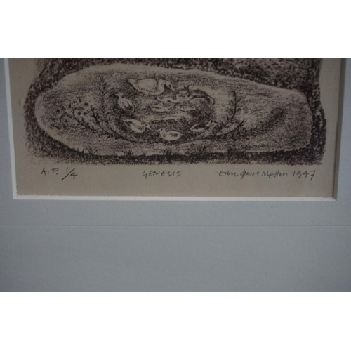 1650 - Eric James Mellon, 'Genesis', signed and dated 1947, titled and numbered 1/4, artist's proof lithogr... 