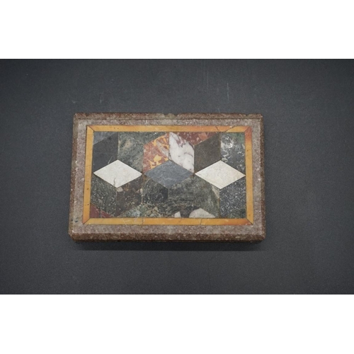 1663 - A mixed lot, to include: a specimen marble novelty book-form paperweight, 12.5cm long; and a small B... 