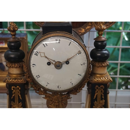 1691 - A good French Empire gilt metal, marble and slate mantel portico clock, 53cm high, with pendulum.... 