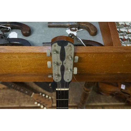 1702 - An old rosewood and line inlaid five string banjo, inscribed 'The Windsor', No.45A. ... 