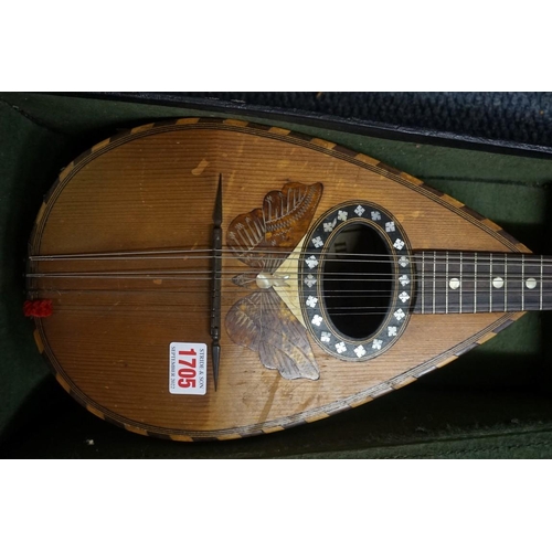 1705 - An old eight string mandolin, in case. 