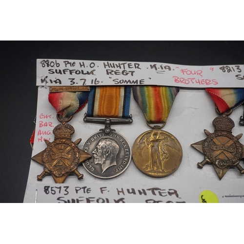 1736 - Medals: a rare and interesting group of eleven World War I medals to four brothers, comprising: 8806... 