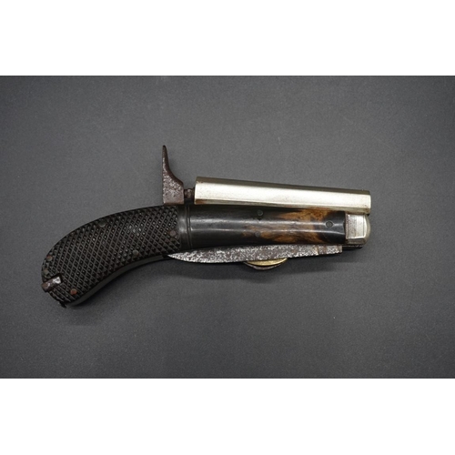 1741 - A rare Victorian Unwin Rodgers 'Self Protector' percussion pistol knife, with single action 9cm barr... 