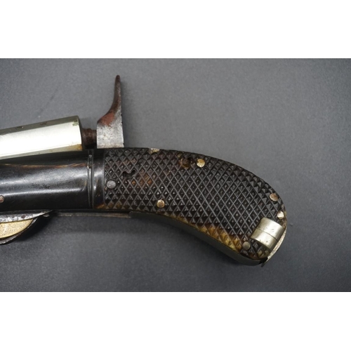 1741 - A rare Victorian Unwin Rodgers 'Self Protector' percussion pistol knife, with single action 9cm barr... 