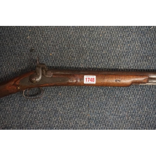 1748 - A 19th century single barrel percussion rifle.