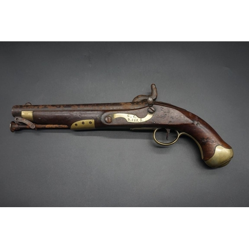 1749 - A Napoleonic British percussion cavalry pistol, the lock plate inscribed 'Tower' and with crown and ... 