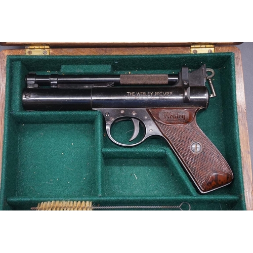 1796 - A Webley Premier .177 cal air pistol, in fitted oak case.