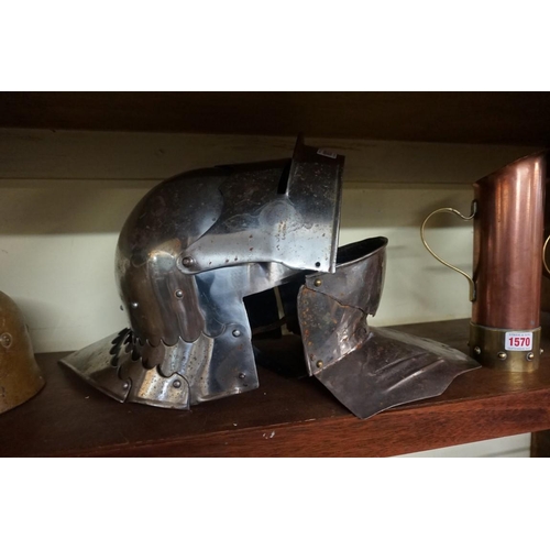 1812 - A reproduction mediaeval knight's steel jousting helmet, having armourers stamp to tail.... 