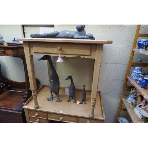 1121 - A Victorian pine single drawer side table, 80cm wide.