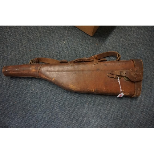 1803 - An old leather leg of mutton shotgun case, 81cm.