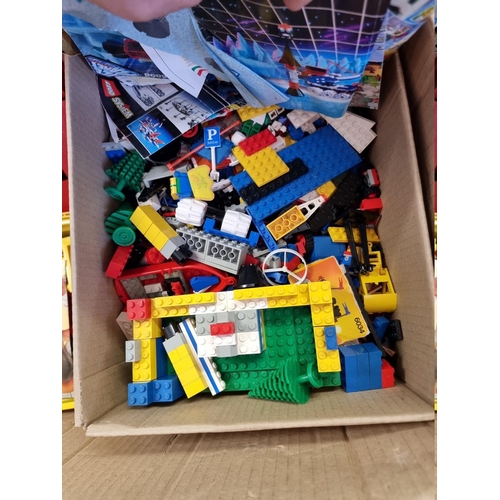 104 - Lego: a box of Lego and a plastic tub of Duplo; together with a collection of wooden pre-school... 