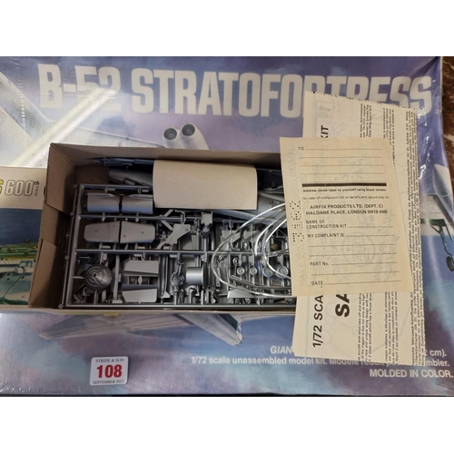 108 - Monogram: a B-52 Stratofortress unassembled model kit, 1/72 scale in sealed box; together with two A... 