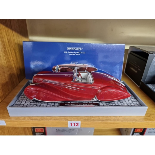 112 - Minichamps: A 1:18 scale 1939-Delahaye Type 165 Cabriolet diecast model, limited edition 420/1002, i... 