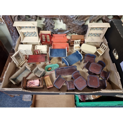 115 - Dolls House: a large collection of vintage (some circa 1930's) dolls house furniture and accessories... 