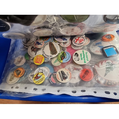 26 - Pin Badges: a large collection of various pin badges, mainly relating to transportation, some vintag... 