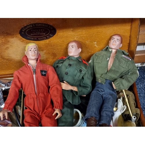 47 - Action Man: three vintage (1960s/70s) Action Man figures; together with a collection of related unif... 