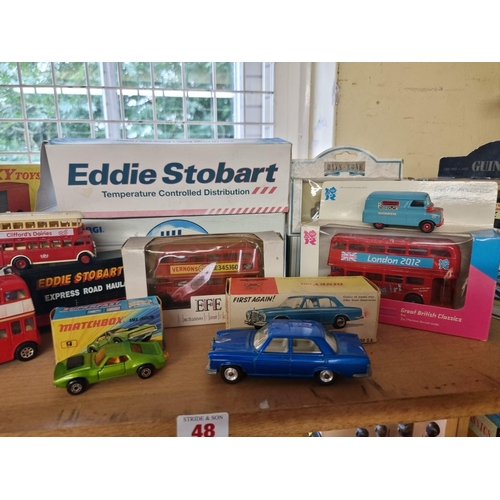 48 - Diecast: a small group of boxed diecast vehicles, to include: a Dinky 160 Mercedes 250; a Matchbox A... 