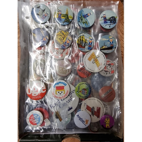 74 - Pin Badges: a small group of various, some vintage, primarily commercial and retail.... 