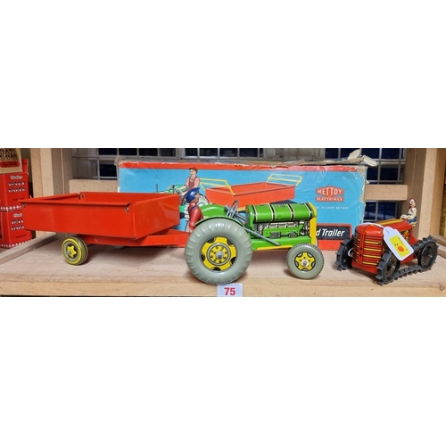 75 - A vintage MAR tinplate tractor; together with a boxed Mettoy tinplate tractor and trailer.... 