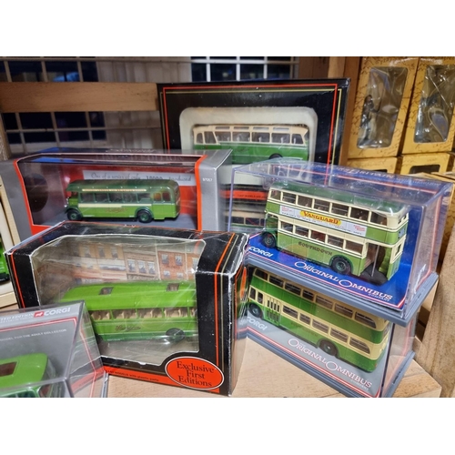 76 - Southdown Buses: Corgi: six diecast boxed bus and coach models; together with six further boxed exam... 