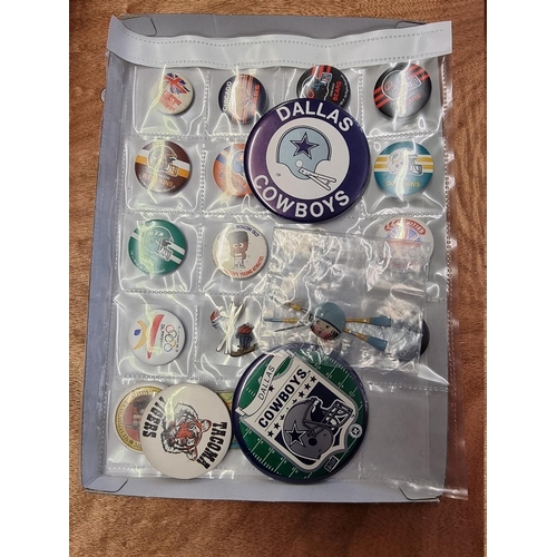 82 - Pin Badges: Sports: a small group of sports related badges, to include examples for Dallas Cowboys, ... 