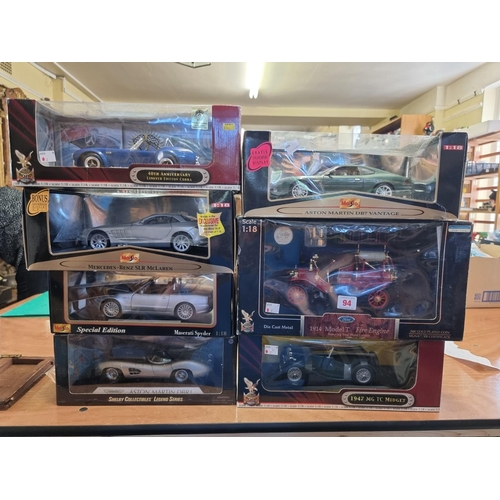 94 - Diecast: three boxed models in the Signature Series, comprising; Shelby Cobra; 1914 Model T fire eng... 