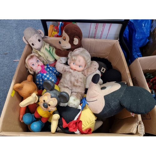 98 - WITHDRAWN FROM SALE: Soft Toys: a collection of vintage soft toys to include; two Scottie dogs; two ... 