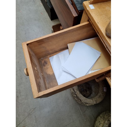 1119 - A Victorian pine and simulated bamboo kneehole dressing table, 94cm wide.