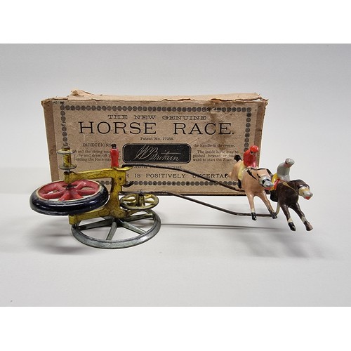 110 - Britains: a rare circa 1900 "The New Genuine Horse Race" two horse gyroscopic toy, in original box, ...