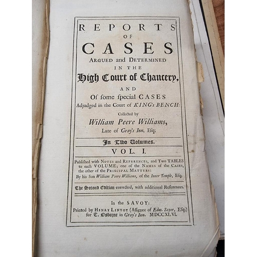 144 - LAW: a group of four 18th century law reports, contemporary calf, folio, for sale with all faults an... 