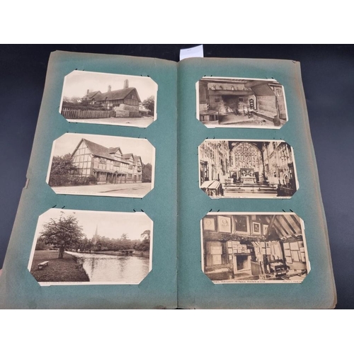 149 - POSTCARD ALBUM: a large format early c20 album, pages full with misc. topographical, comic, historic... 