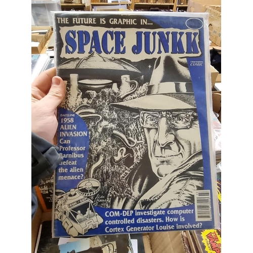 168 - COMICS: collection of approx 80 comics/graphic art books, titles including 'Space Junkk': 'Inkling':... 