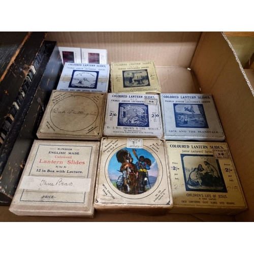 192 - MAGIC LANTERN SLIDES: a collection of 8 boxed pictorial lantern lectures, titles including 'Mr ... 