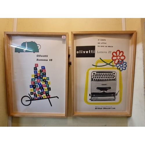 202 - OLIVETTI TYPEWRITERS: a pair of colour printed advertisement posters for Olivetti Typewriters, ... 