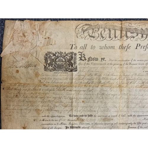 208 - AMERICA, 18THC LAND TREATY: printed document on vellum with manuscript entries, relating to pur... 