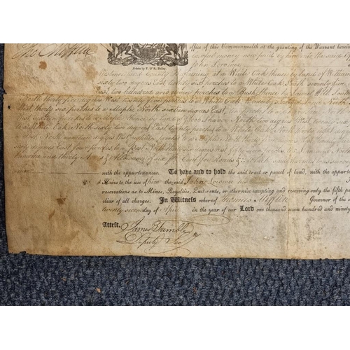 208 - AMERICA, 18THC LAND TREATY: printed document on vellum with manuscript entries, relating to pur... 