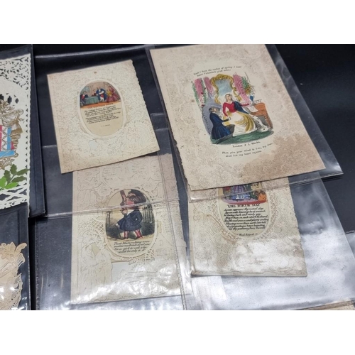 220 - VALENTINE CARDS: a group of 10 mid-19thc embossed and pierced valentine cards, various sizes an... 