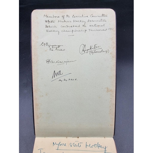 225 - AUTOGRAPH ALBUM: mid-20thc autograph album, to include 1951 Indian hockey teams including Balbi... 