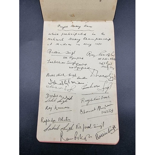 225 - AUTOGRAPH ALBUM: mid-20thc autograph album, to include 1951 Indian hockey teams including Balbi... 