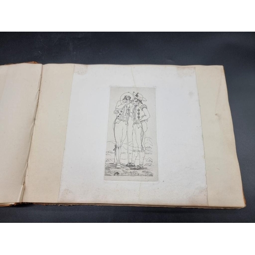 234 - SCRAP ALBUM: a mid-19thc album containing pasted in prints, engravings, a few drawings and wate... 