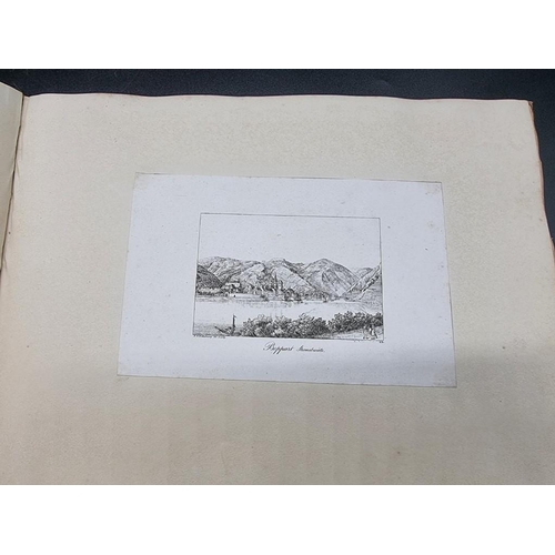 234 - SCRAP ALBUM: a mid-19thc album containing pasted in prints, engravings, a few drawings and wate... 