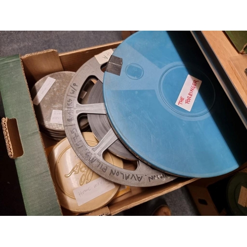 246 - FILM REELS:  a large quantity of 16mm film reels in 3 boxes, including documentary and amateur ... 